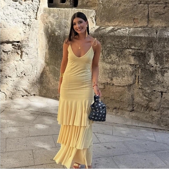 Zara Dresses & Skirts - Zara  Ruffled Maxi Dress Yelliw Size S